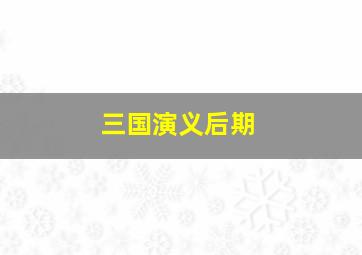 三国演义后期