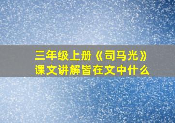 三年级上册《司马光》课文讲解皆在文中什么