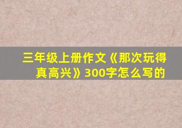 三年级上册作文《那次玩得真高兴》300字怎么写的