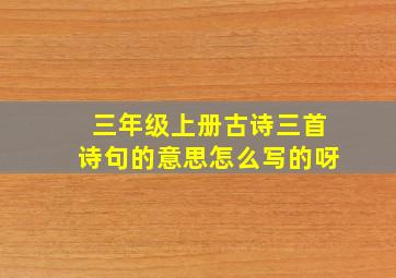 三年级上册古诗三首诗句的意思怎么写的呀