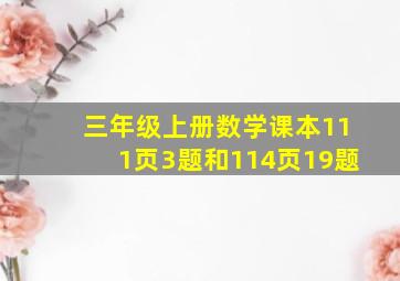 三年级上册数学课本111页3题和114页19题