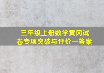 三年级上册数学黄冈试卷专项突破与评价一答案