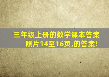 三年级上册的数学课本答案照片14至16页,的答案!