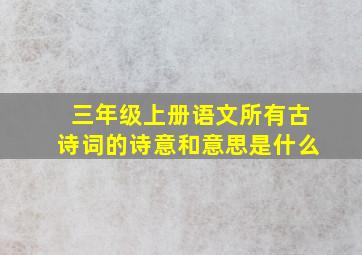 三年级上册语文所有古诗词的诗意和意思是什么