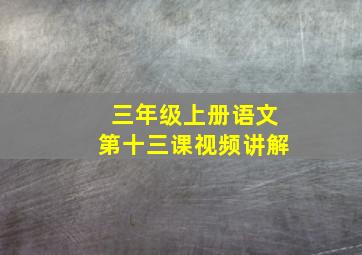 三年级上册语文第十三课视频讲解