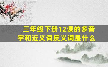 三年级下册12课的多音字和近义词反义词是什么