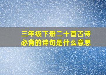 三年级下册二十首古诗必背的诗句是什么意思