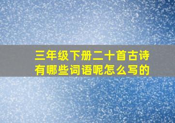 三年级下册二十首古诗有哪些词语呢怎么写的