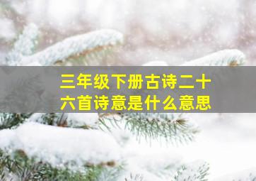 三年级下册古诗二十六首诗意是什么意思