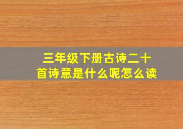 三年级下册古诗二十首诗意是什么呢怎么读