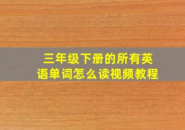 三年级下册的所有英语单词怎么读视频教程