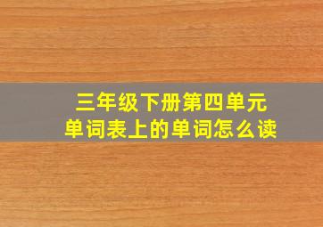 三年级下册第四单元单词表上的单词怎么读