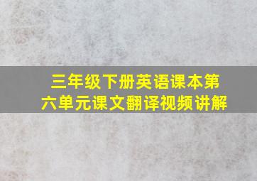 三年级下册英语课本第六单元课文翻译视频讲解