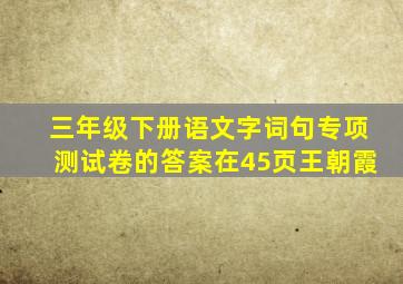 三年级下册语文字词句专项测试卷的答案在45页王朝霞