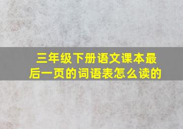 三年级下册语文课本最后一页的词语表怎么读的