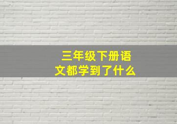 三年级下册语文都学到了什么