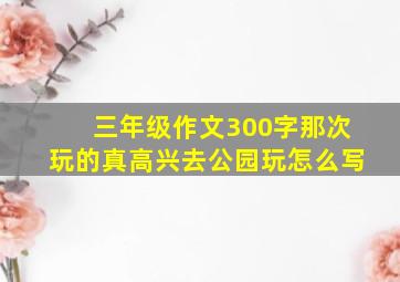 三年级作文300字那次玩的真高兴去公园玩怎么写