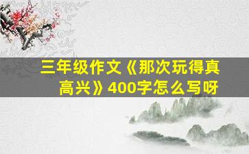 三年级作文《那次玩得真高兴》400字怎么写呀