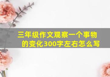 三年级作文观察一个事物的变化300字左右怎么写