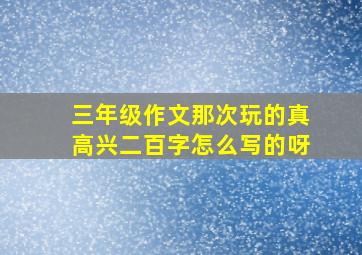 三年级作文那次玩的真高兴二百字怎么写的呀