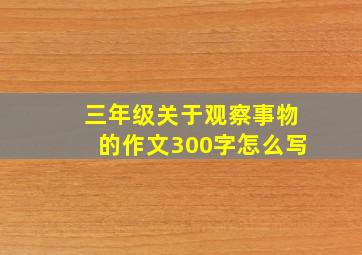 三年级关于观察事物的作文300字怎么写