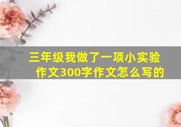 三年级我做了一项小实验作文300字作文怎么写的