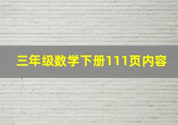 三年级数学下册111页内容