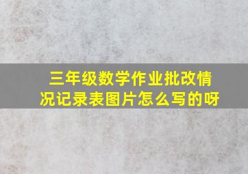 三年级数学作业批改情况记录表图片怎么写的呀