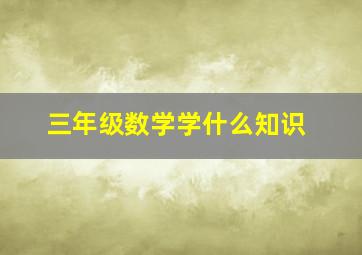 三年级数学学什么知识