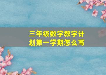 三年级数学教学计划第一学期怎么写