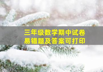 三年级数学期中试卷易错题及答案可打印