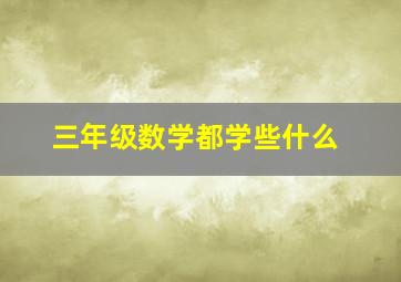 三年级数学都学些什么