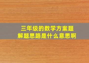 三年级的数学方案题解题思路是什么意思啊