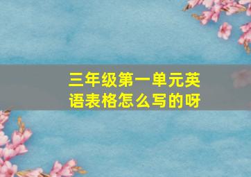 三年级第一单元英语表格怎么写的呀