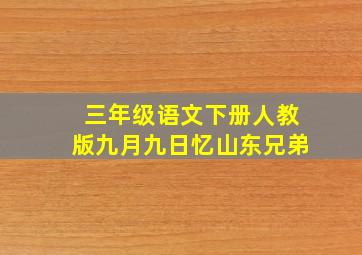 三年级语文下册人教版九月九日忆山东兄弟