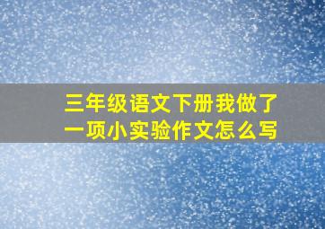 三年级语文下册我做了一项小实验作文怎么写