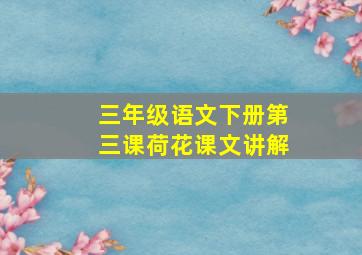 三年级语文下册第三课荷花课文讲解