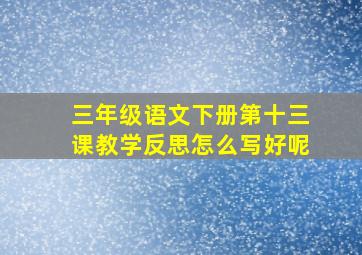 三年级语文下册第十三课教学反思怎么写好呢