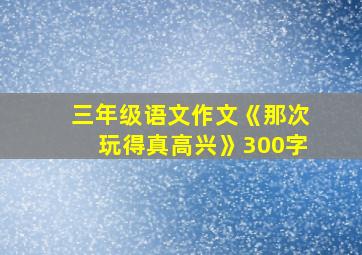 三年级语文作文《那次玩得真高兴》300字