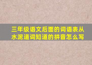 三年级语文后面的词语表从水泥道词知道的拼音怎么写