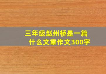 三年级赵州桥是一篇什么文章作文300字