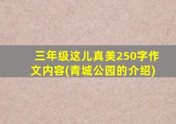 三年级这儿真美250字作文内容(青城公园的介绍)