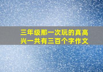 三年级那一次玩的真高兴一共有三百个字作文