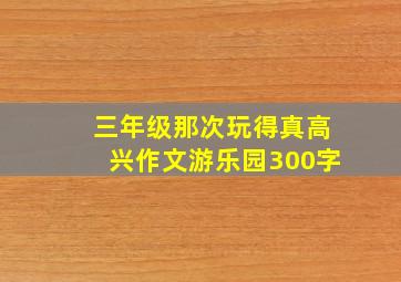 三年级那次玩得真高兴作文游乐园300字