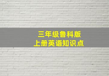 三年级鲁科版上册英语知识点