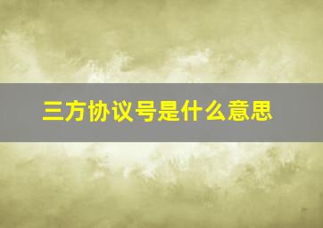 三方协议号是什么意思