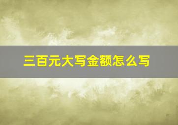 三百元大写金额怎么写