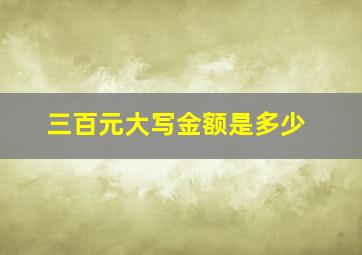 三百元大写金额是多少