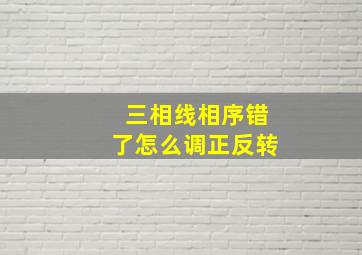 三相线相序错了怎么调正反转