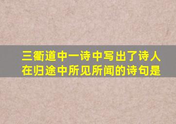 三衢道中一诗中写出了诗人在归途中所见所闻的诗句是